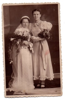 Zdjęcie ślubne, dwie panie lata 20-30