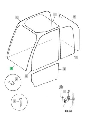 VENTANAS PARTE DELANTERA 827/30501 JCB 540 FS PLUS 530 SÚPER  