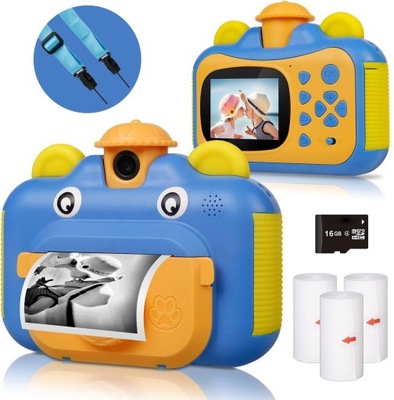 Aparat Natychmiastowy Kamera Dla Dzieci Drukarka+karta 16GB+3 Rolki 1080 HD