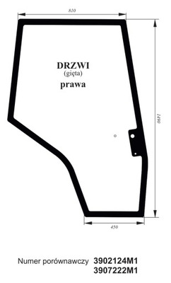 szyba drzwi prawe Massey Ferguson 6100, 6200, 6400, 7400, 8200