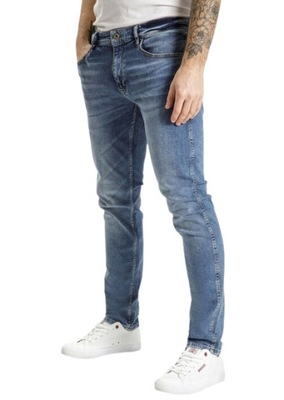 SPODNIE MĘSKIE jeansy z przetarciami JEANS 32/32
