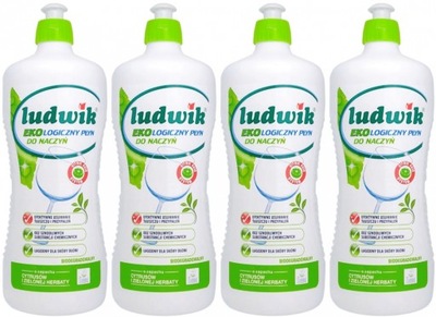 LUDWIK Ekologiczny Płyn Mycia Naczyń BIO 900ml x4