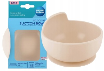 CANPOL SILIKONOWA MISECZKA Z PRZYSSAWKĄ 300ML KREMOWA