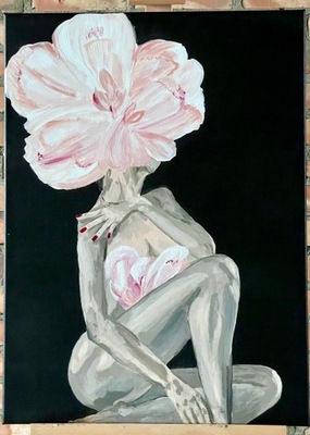 Obraz ręcznie malowany Akt "Magnolia" 60 cm x 81 cm