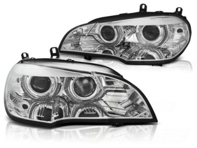 Фонари передние фары angel eyes led drl хром bmw x5 e70 07-10 фото №1