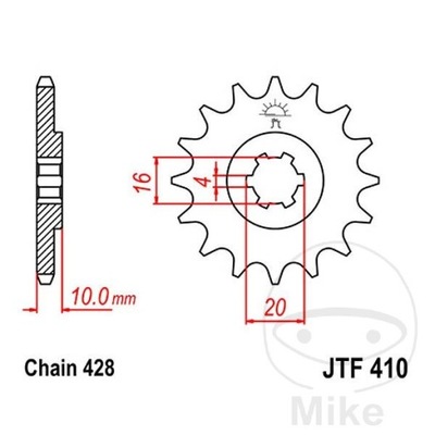 ENGRANAJE PARTE DELANTERA JT F410-13, 13Z, TAMAÑO 428  