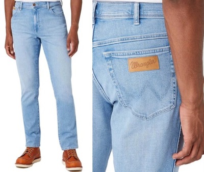 WRANGLER Texas męskie jasne spodnie jeans Niebieski W34 L32