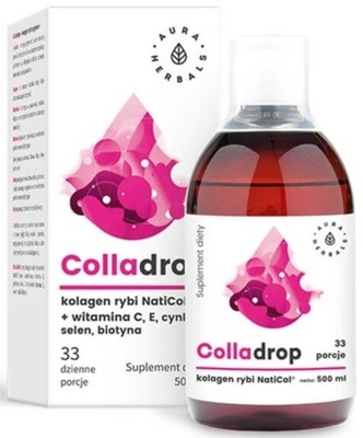 KOLAGEN rybi Colladrop w płynie 500ml AURA HERBALS