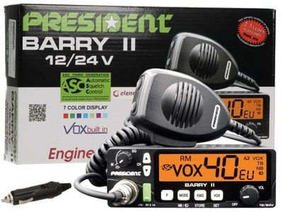 CB RADIO PRESIDENT BARRY BARY ASC 12V 24V WTYK A3K