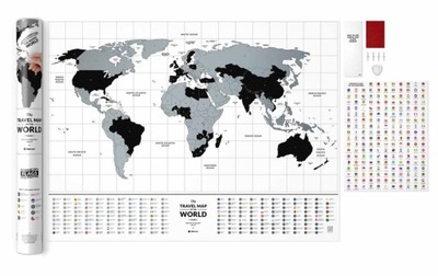 ŚWIAT MAPA ZDRAPKA FLAGI TRAVEL MAP FLAGS WORLD