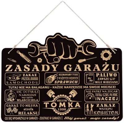 GRANDE PLACA ZASADY GARAZU REGALO CINCELADOR IMIE  