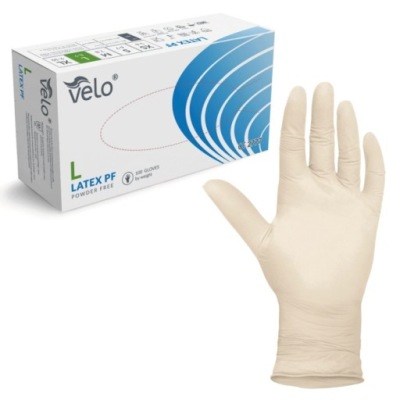 VELO Rękawiczki lateksowe bezpudrowe L 100szt