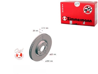 Тормозные диски тормозные 2szt hyundai sonata 05- zimmerman фото №1