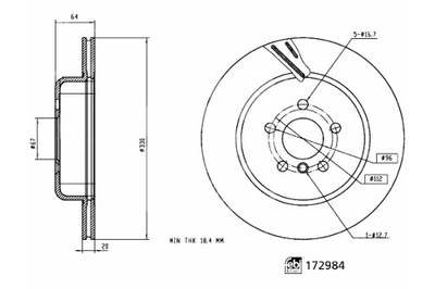 FEBI BILSTEIN DISKAI STABDŽIŲ 2SZT. GAL. BMW 3 G20 G80 G28 3 G21 G81 