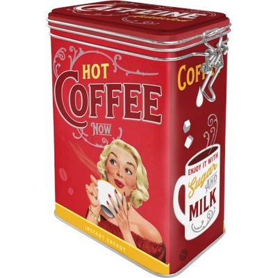 Puszka z klipsem Hot Coffee Now Hermetyczna na kawę herbatę