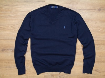 POLO RALPH LAUREN_ORYGINALNY MĘSKI SWETER V-NECK_IDEAŁ_M