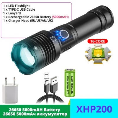 1000000LM XHP200 LED (СВЕТОДИОД ) ФОНАРИК HIGH POWER TACTI