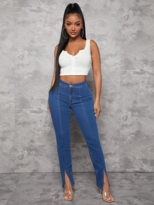 SHEIN PROSTE SPODNIE JEANSOWE Z ROZCIĘCIAMI XL 765