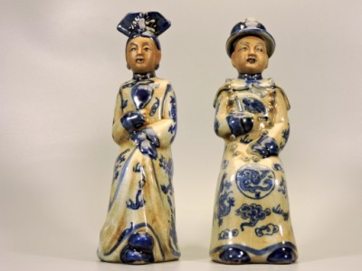 Unikat 2x Figurka antyk Cesarz Cesarzowa Qing Chiny