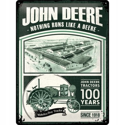 PLACA JOHN DEERE 100 AÑOS SZYLD BLASZANY 30X40  