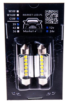 C5W - 39mm - 6 SMD 3030 -300 Lm! - Canbus! 12/24v 