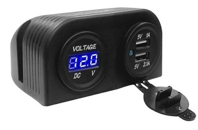 CHARGER 2 PCS. USB 5V 3,1A TESTER VOLTAGE METER 12V 24V  