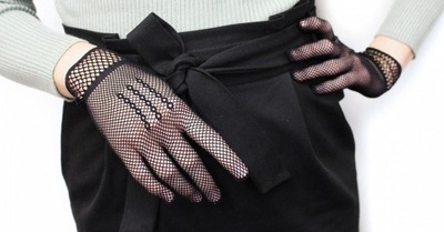 czarne rękawiczki kabaretki gotyckie 22 cm