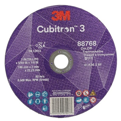 3M Cubitron 3 Tarcza do cięcia, 88768, P36+, T41, 180mm x 2mm x 22,23mm