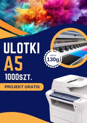 ULOTKI A5 - 1000szt. 2str + PROJEKT GRATIS - KREDA 130g