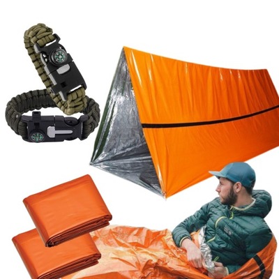 FOLIA ŻYCIA TERMICZNA KOC NAMIOT BRANSOLETKI SET PRZETRWANIA SURVIVAL 7W1