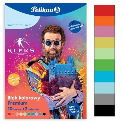 Blok techniczny kolorowy A4 10k 180g kreatywny Kleks +2 tutoriale PELIKAN