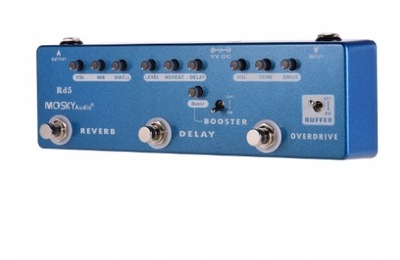 Efektów 5w1 Reverb Delay Booster Overdrive Buffer