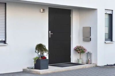 Drzwi zewnętrzne stalowe wejściowe antywłamaniowe Metz 90 prawe antracyt