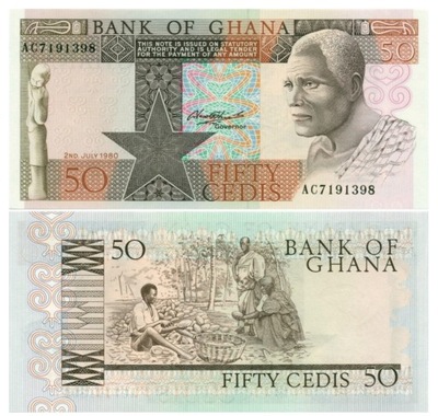 GHANA 50 CEDIS 1980 P-22b UNC