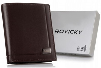 Elegancki męski portfel ROVICKY skóra naturalna RFID STOP