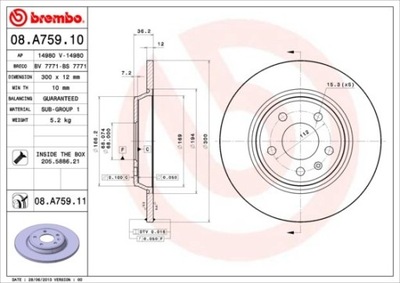 DISCO DE FRENADO PARTE TRASERA AUDI A4 07-  