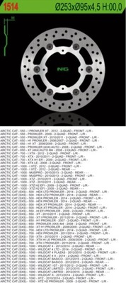 NG DISCO DE FRENADO PARTE DELANTERA PARTE TRASERA ARCTIC CAT 550 650  