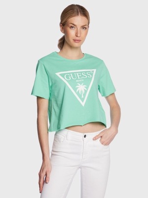 GUESS T-Shirt Logo E02I01 JA914 Zielony Boxy Fit