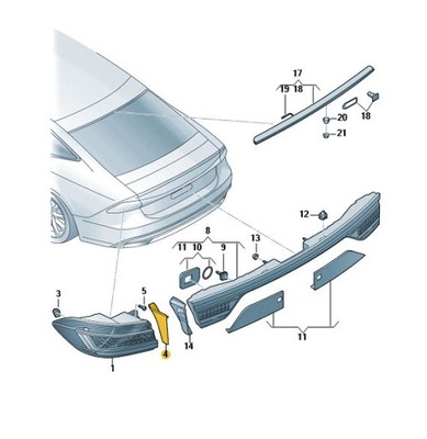 Защита заднего свет левая zew. audi a7 rs7 c8 фото №1