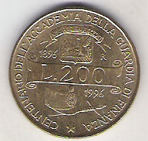 Italia 200 lira 1996 okol