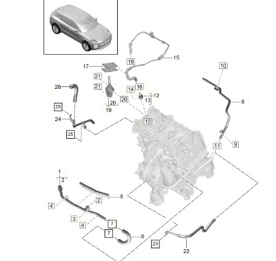 Wąż рідина охолоджуючої porsche macan 2.0 r4 95812105100 фото №1