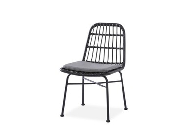 K401 krzesło czarny, popielaty, rattan syntetyczny, boho, skandynawski