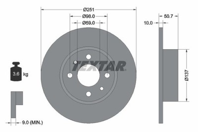 TEXTAR 92034203 DISCO DE FRENADO  