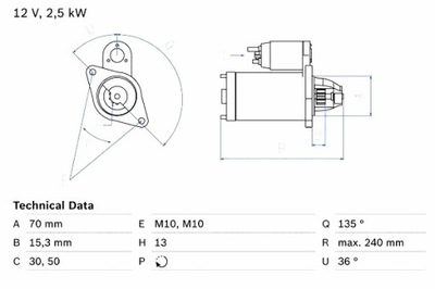 BOSCH СТАРТЕР MERCEDES C A205 C C204 C C205 C T-MODEL S204 C