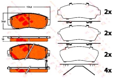 Гальмівні колодки гальмівні honda перед cr-v 12- 2,2i-dtec tr фото №1