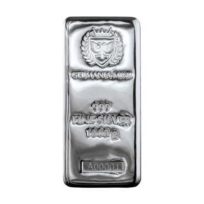 Sztabka Srebra Germania Mint 1 kg 1000 g gram Srebro Inwestycyjne