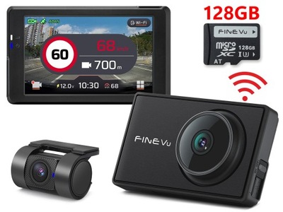 DASHBOARD CAMERA FINEVU GX7000 WI-FI /128GB QHD+FHD DISPLAY IPS HDR GPS FOTORADARY  