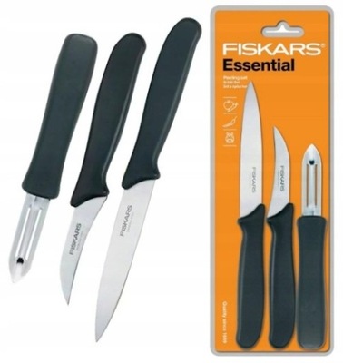 Noże kuchenne z obieraczką Fiskars Essential 3 szt