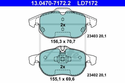 КОЛОДКИ ТОРМОЗНЫЕ ATE CERAMIC ATE 13.0470-7172.2