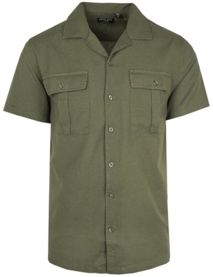 Bawełniano-Lniana Koszula Brave Soul - Khaki - XL